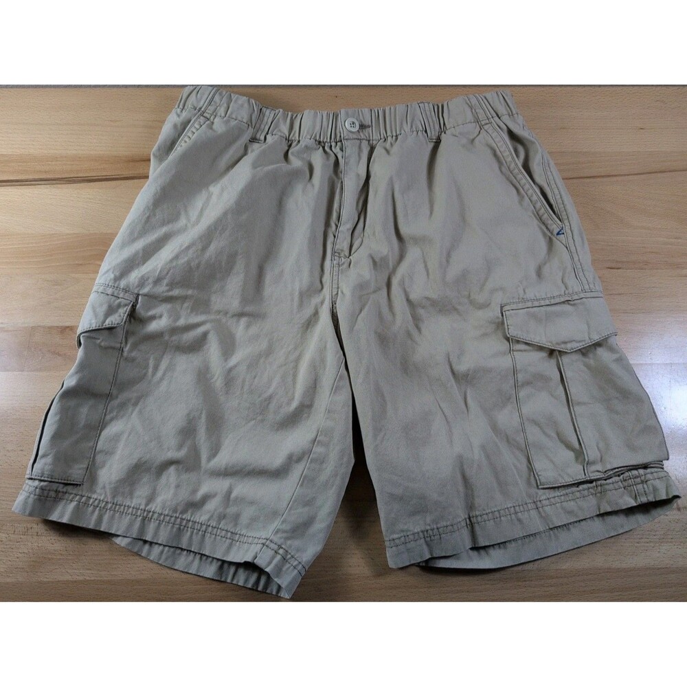 Tommy Bahama Relax Men's Large Cargo Shorts Khaki Beige Cotton Elastic Waist